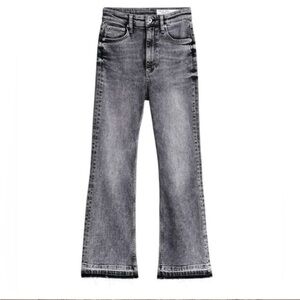 Rag & Bone Gray Flare Wide Leg Jeans with Frayed Hem Casey